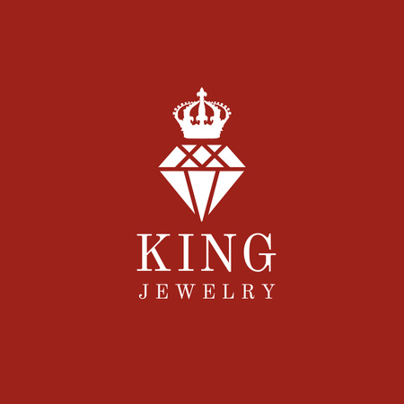 Emblem of Jewelry Shop on Red Logo 1080x1080pxデザインテンプレート