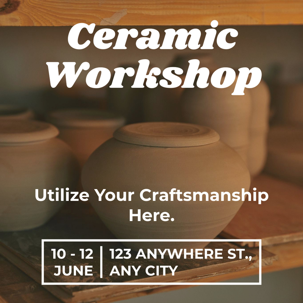Ceramic Workshop Announcement In Summer Instagram Tasarım Şablonu