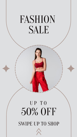Fashion Sale Announcement with Woman in Red Outfit Instagram Story Design Template