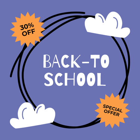 Special Offer Discounts on School Items with Clouds Instagram Šablona návrhu