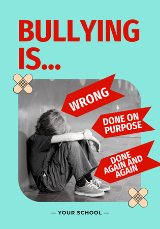 Stop Bullying Appeal At School With Explanation In Blue Poster 28x40in Design Template
