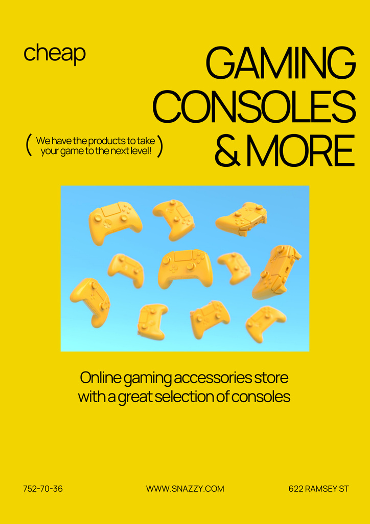 Gaming Gear Ad with Consoles Poster Modelo de Design