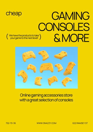 Gaming Gear Ad with Consoles Poster Design Template