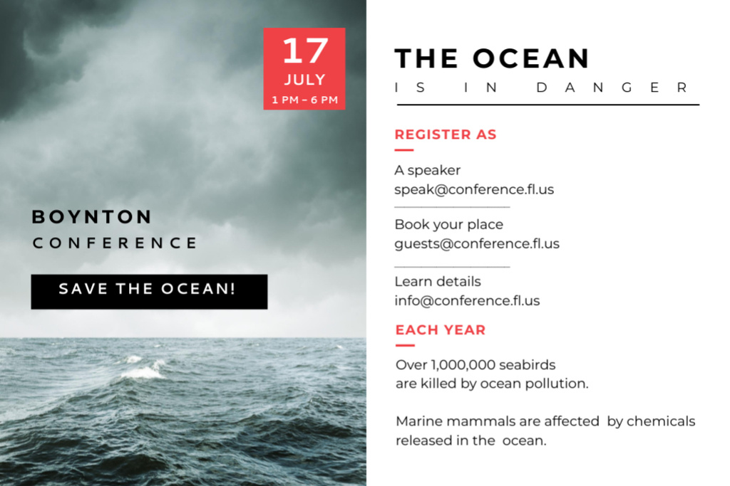 Oceans Disaster Conference Flyer 4x6in Horizontal Design Template