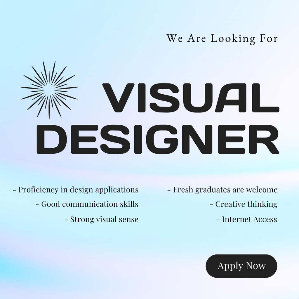 Hiring on Visual Designer's Position Instagram – шаблон для дизайна