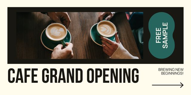 Inspirational Slogan For New Cafe Grand Opening Twitter Design Template