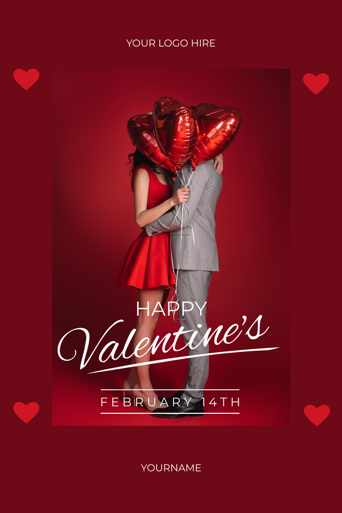 Happy Valentine's Day with Couple in Love Pinterest Šablona návrhu