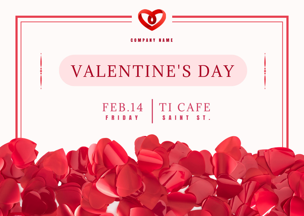 Cafe Valentine's Day Invitation Card Tasarım Şablonu