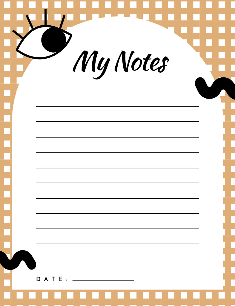 Plantilla de diseño de Cute Blank for Notes with Eye and Doodles Notepad 107x139mm 