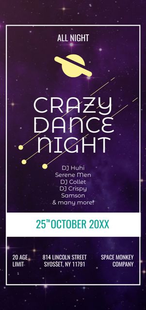 Party Invitation with Night Sky Flyer DIN Large Design Template