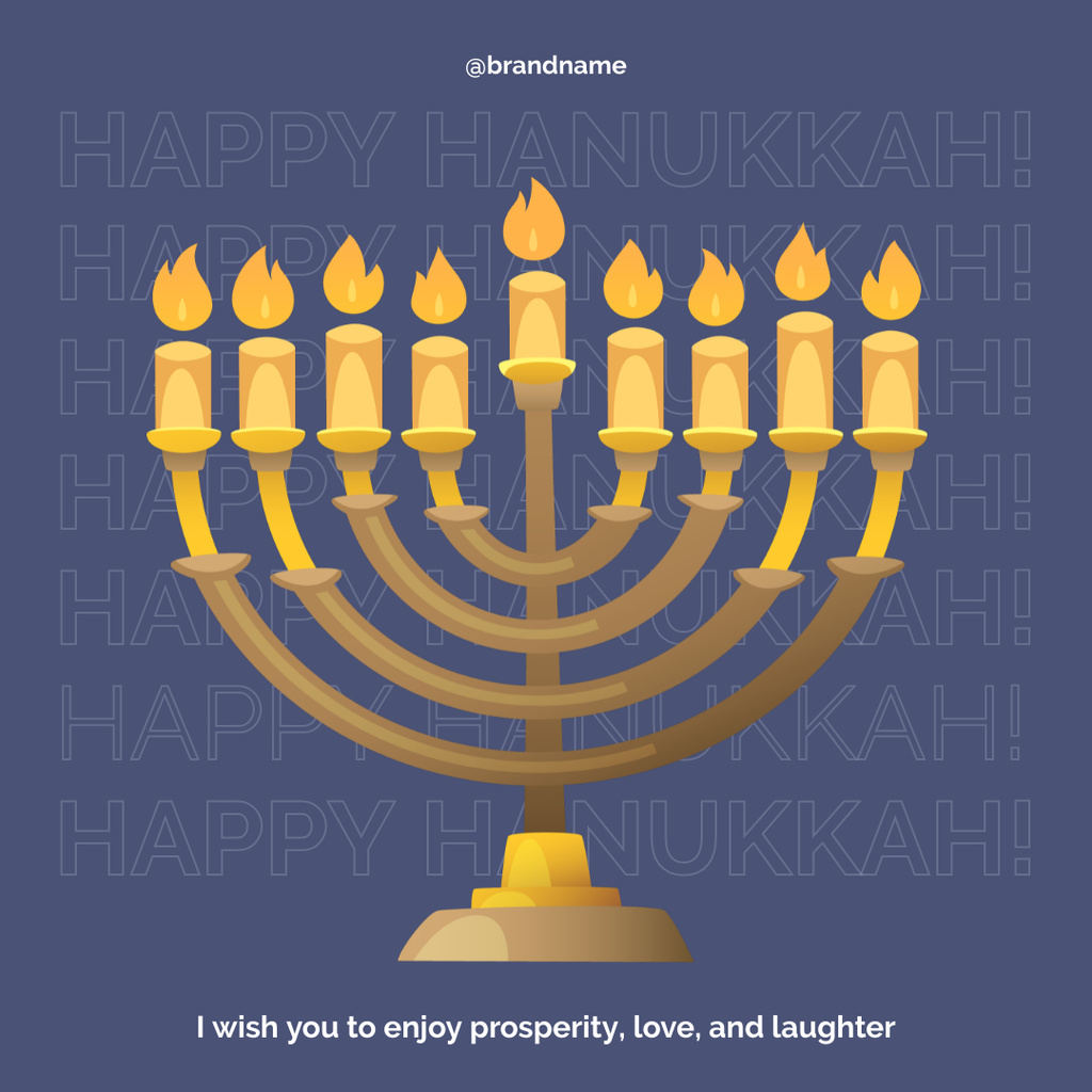 Greeting on Hanukkah Festival With Illustration Instagram Design Template