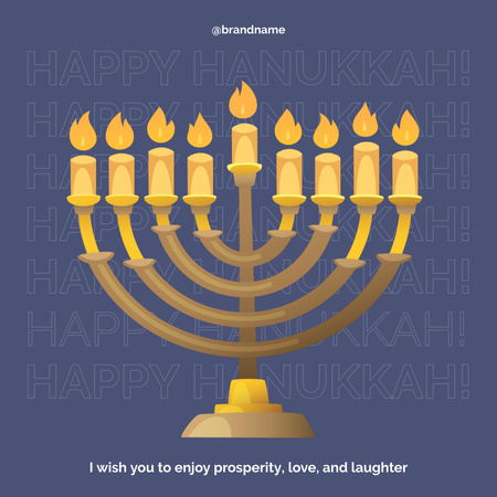 Greeting on Hanukkah Festival With Illustration Instagram Design Template