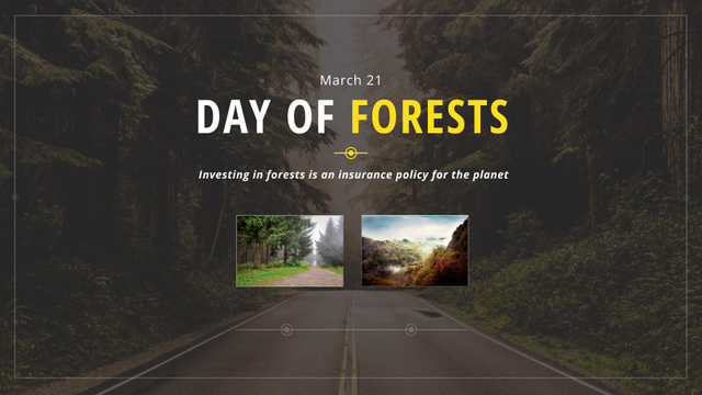 Plantilla de diseño de Forest Day Announcement with Road FB event cover 