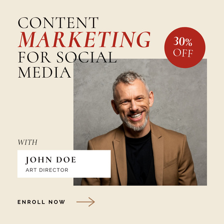 Content Marketing Course Ad Instagram Tasarım Şablonu