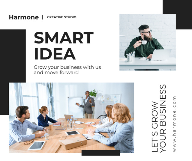 Plantilla de diseño de Suggesting Smart Ideas with Colleagues in Meeting Facebook 