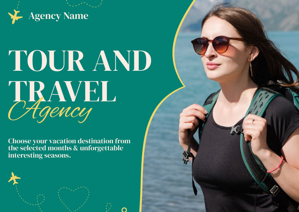Tour Offer from Travel Agency on Green Card Design Template