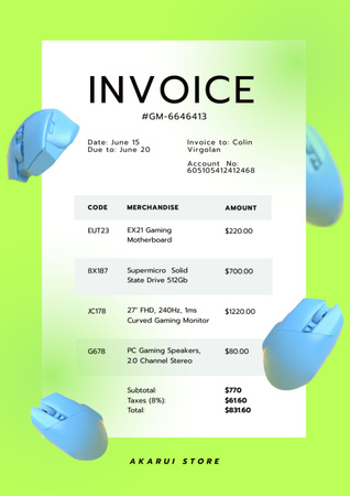 Játékos egér eladási ajánlat Invoice tervezősablon
