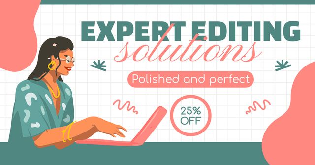 Perfect Editing Services With Discounts Offer Facebook AD Modelo de Design