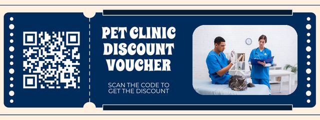 Pet Clinic Voucher on Blue Coupon Modelo de Design