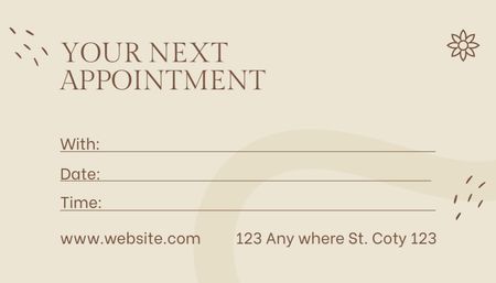 Beauty and Spa Salon Appointment Reminder on Beige Business Card US Design Template