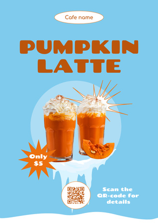 Winter Offer of Tasty Pumpkin Latte Poster Πρότυπο σχεδίασης