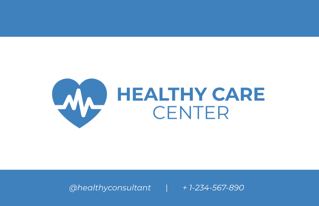 Modèle de visuel Healthcare Services Ad with Illustration of Heart - Business Card 85x55mm