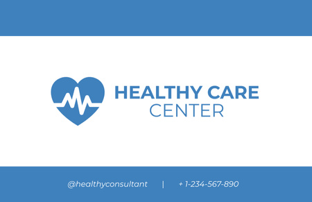 Healthcare Services Ad with Illustration of Heart Business Card 85x55mm Design Template