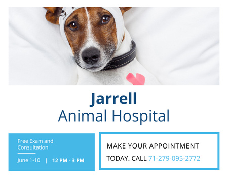 Animal Hospital Ad with Cute Injured Dog Flyer 8.5x11in Horizontal Šablona návrhu