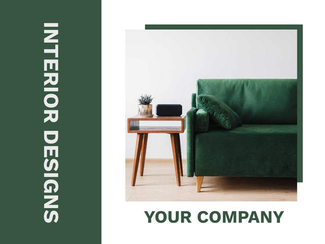 Interior Design in Green and Beige Palette Presentation – шаблон для дизайну