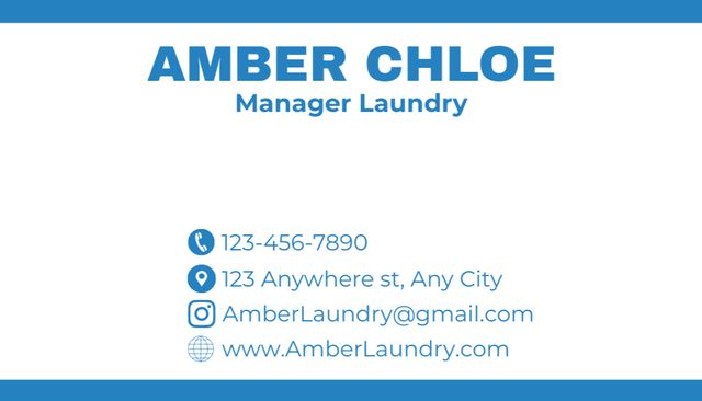 Dry Cleaning Services Manager's Personal Info Business Card US Design Template