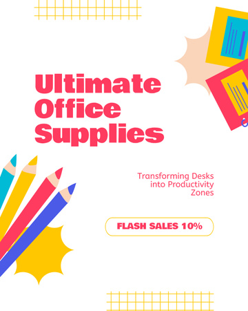 Flash Sale On Office Supplies Instagram Post Vertical Design Template
