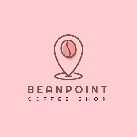 Stylish Coffee Shop Ad with Map Pointer In Pink Logo Design Template