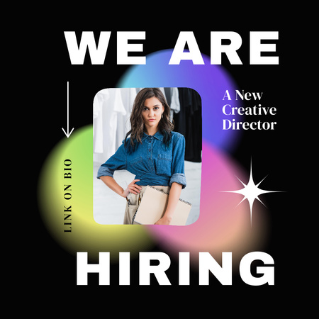 Vacancies Ad with Confident Creative Woman Instagram Design Template