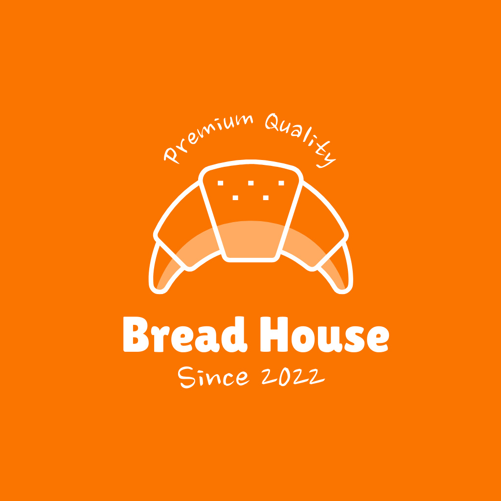 Template di design Premium Quality Bakery House with Delectable Croissant Logo