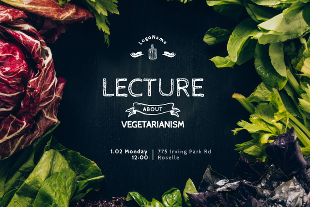 Designvorlage Essential Lecture About Vegetarianism Announcement für Poster 24x36in Horizontal