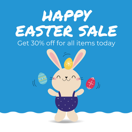 Easter Sale Announcement with Cute Illustration Instagram Design Template