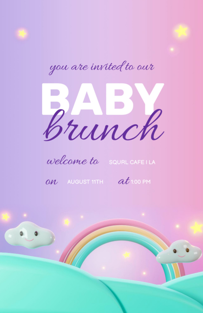 Amazing Baby Brunch Event Announcement Invitation 5.5x8.5in Design Template