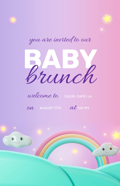 Ontwerpsjabloon van Invitation 5.5x8.5in van Amazing Baby Brunch Event Announcement