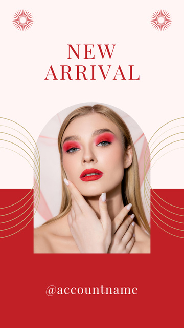 Modèle de visuel Woman in Bright Red Makeup - Instagram Story