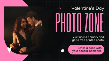 Designvorlage Valentinstag-Fotozone mit kostenlosem gedrucktem Foto für Full HD video