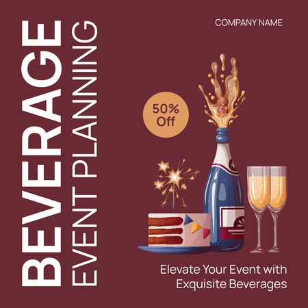 Event Planning Discount with Beverages Instagram AD Design Template