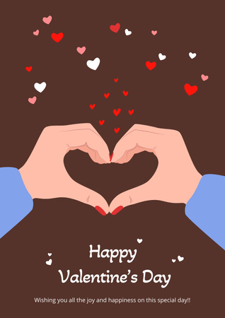 Happy valentine's day Greeting with Cute monster Poster Design Template