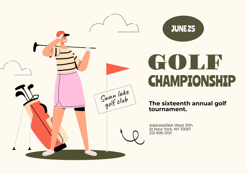 Golf Championship Event Announcement Poster B2 Horizontal – шаблон для дизайна