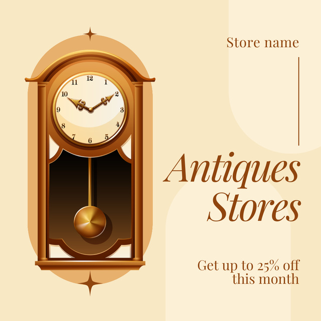 Template di design Vintage Long Case Clock With Discounts At Antiques Stores Instagram