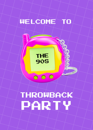 Colorful Party Announcement with Tamagotchi Toy Flayer Design Template