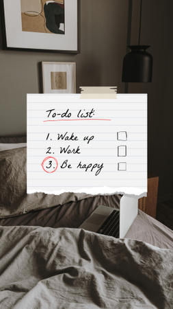 To-do List with Cozy Bedroom and Laptop Instagram Story Design Template
