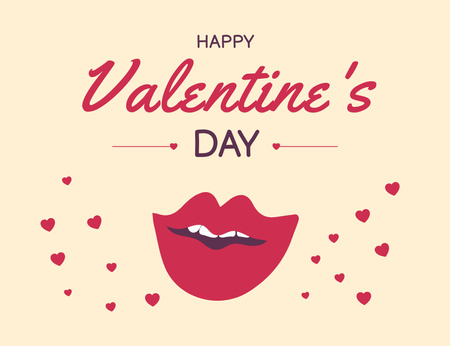 Congratulations on Valentine's Day with Lips And Hearts Thank You Card 5.5x4in Horizontal – шаблон для дизайна