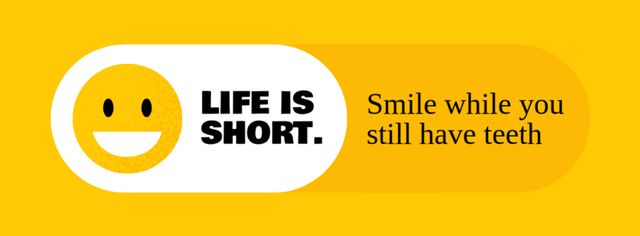 Quote about How Life is Short with Smiley Face Facebook coverデザインテンプレート