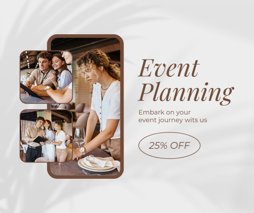 Collage with Event Planning Services Offer Facebook Πρότυπο σχεδίασης