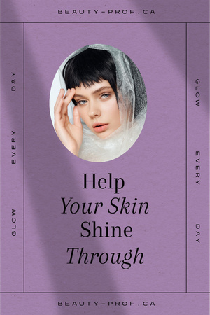 Skincare Ad with Beautiful Young Woman Pinterest Tasarım Şablonu